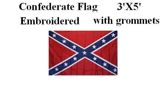 Confederate Flag 3'x5' Embroidered Nylon
