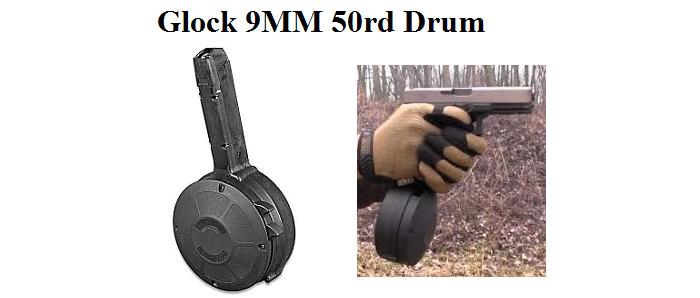 Glock 9MM 50rd Drum - Fits Glock 17/18/19/26. 