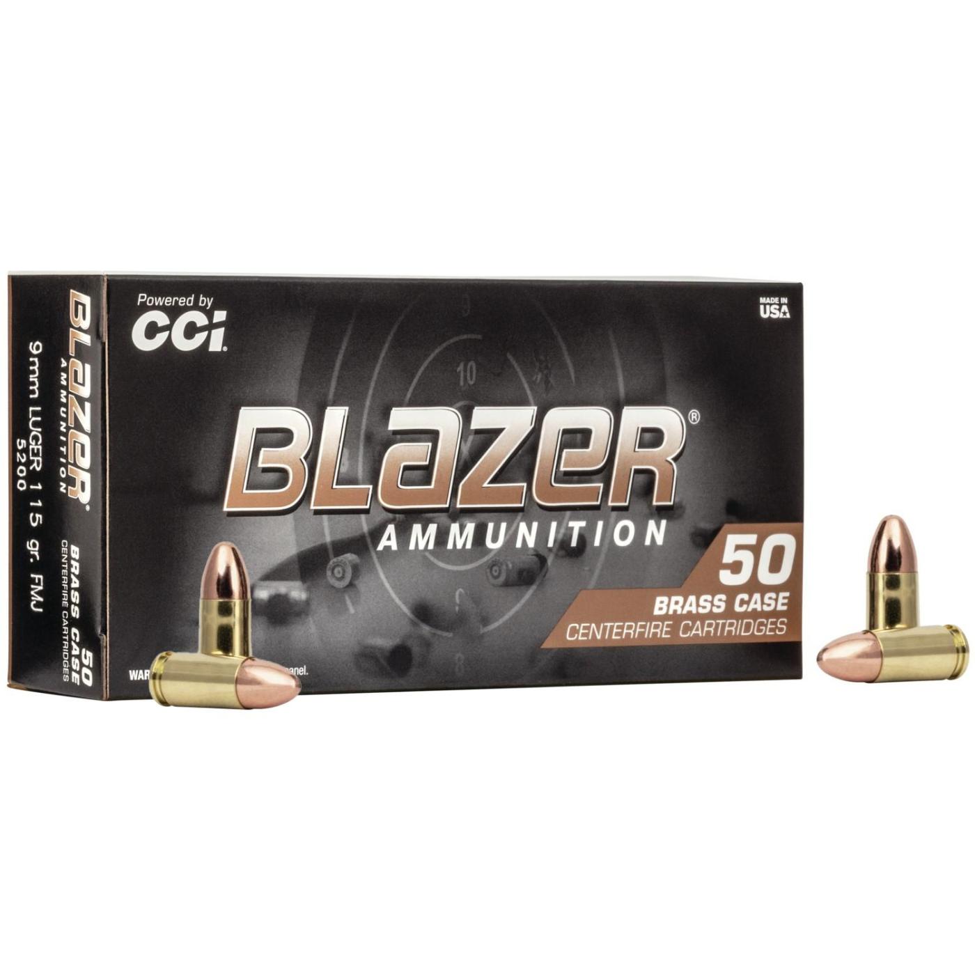9MM 115 Grain FMJ CCI Blazer 50 Round Box