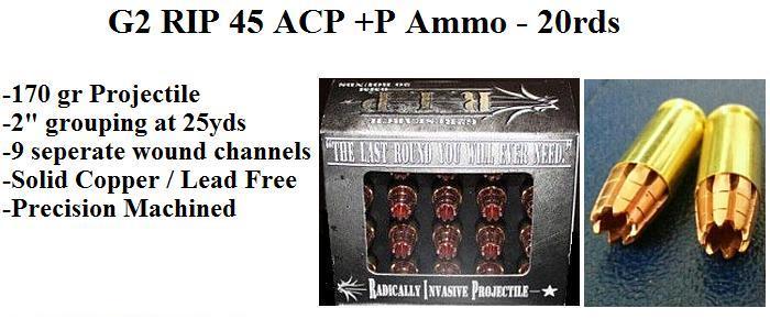 45 ACP +P Plus RIP Ammo - 20rds