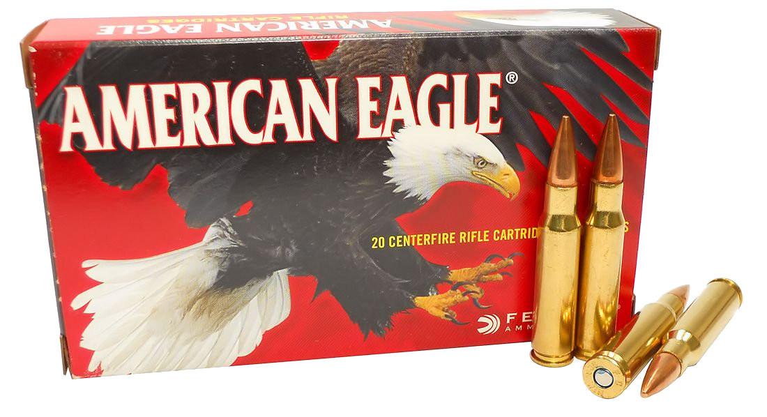 Federal American Eagle Ammunition AE308D, 308 Winchester, Metal Case Boat-Tail, 150 GR, 2820 fps, 100 Rounds