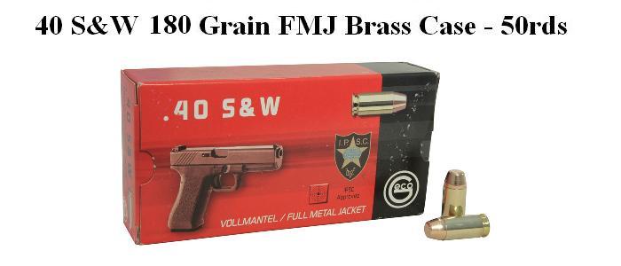 40 S&W 180 Grain FMJ Brass Cased GECO Ammo (50rds)