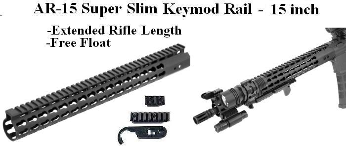 AR-15 Super Slim Keymod Rail - 15in - Extended Rifle Length