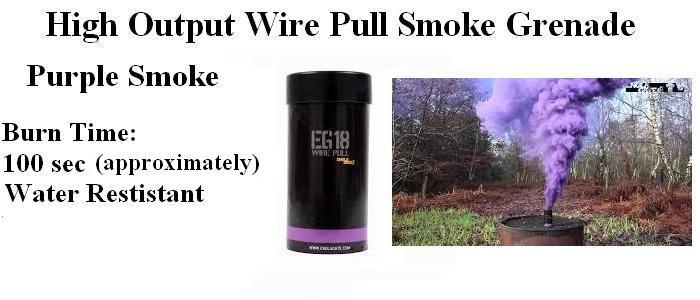 High Output Wire Pull Smoke Grenade - Purple