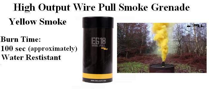 High Output Wire Pull Smoke Grenade - Yellow