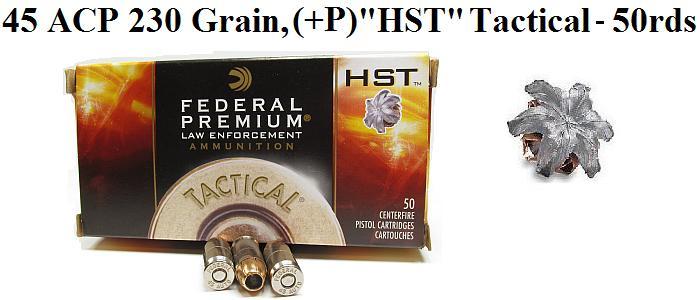 45 ACP (+P) Federal Law Enforcement 230 Grain HST Ammo (50rds)
