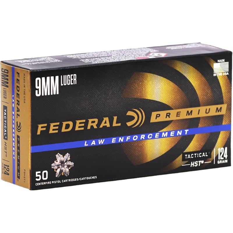9mm Federal Law Enforcement 124 Grain Tactical HST Ammo (50rds)