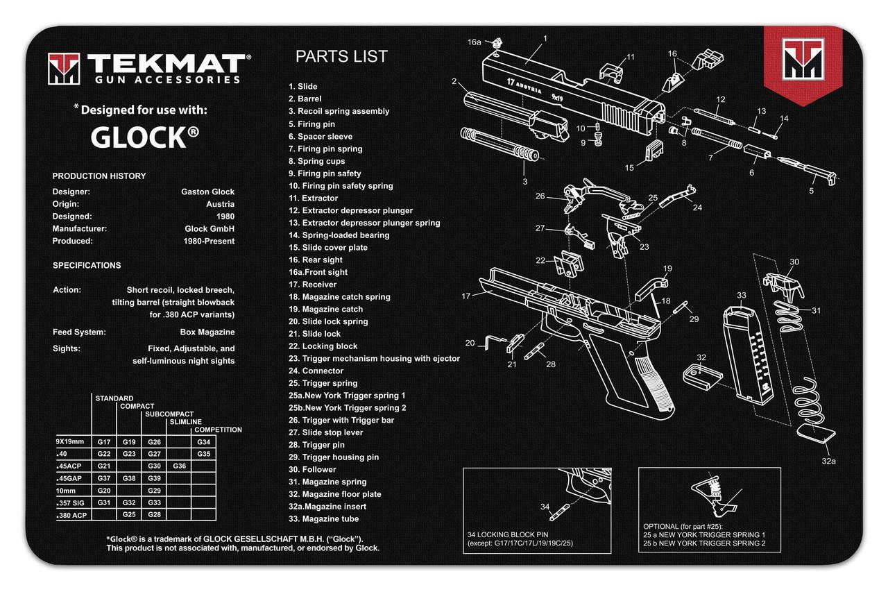 Tekmat Handgun Cleaning Mat For Glock- 11"x17"