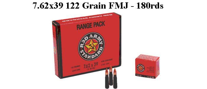 7.62x39 Red Army 122 Grain FMJ - 180rds