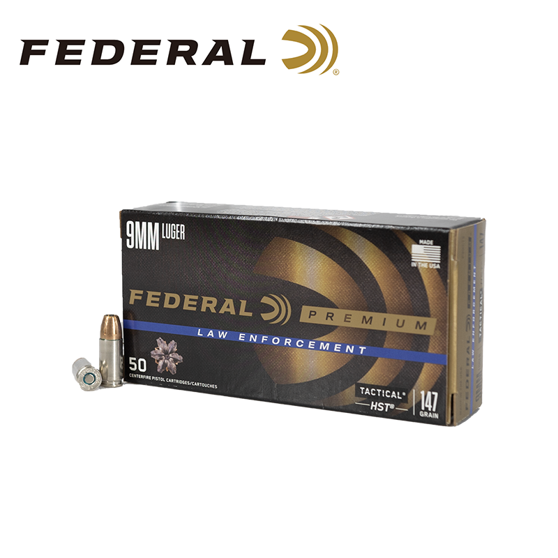 9mm Federal Law Enforcement 147 Grain Tactical HST Ammo (50rds)