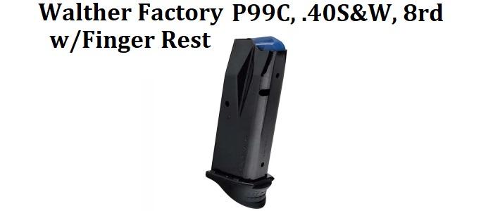 Walther Factory P99C, 40 S&W, 8rd Magazine w/Finger Extension