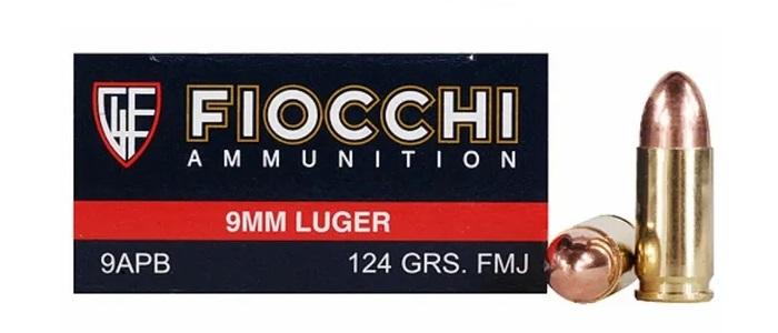 9mm Luger Fiocchi 124gr, FMJ - 50rds
