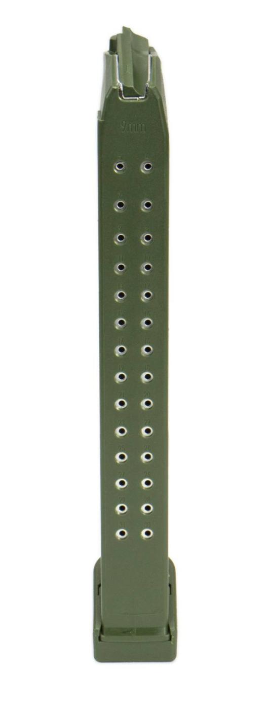 Super High Capacity 9MM, 33rd Magazine - OD Green for Glock Pistols