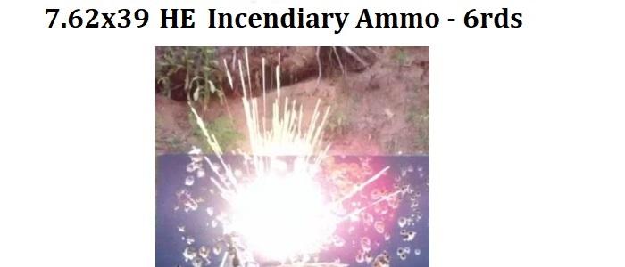 7.62x39 HE Incendiary Ammo - 6rds